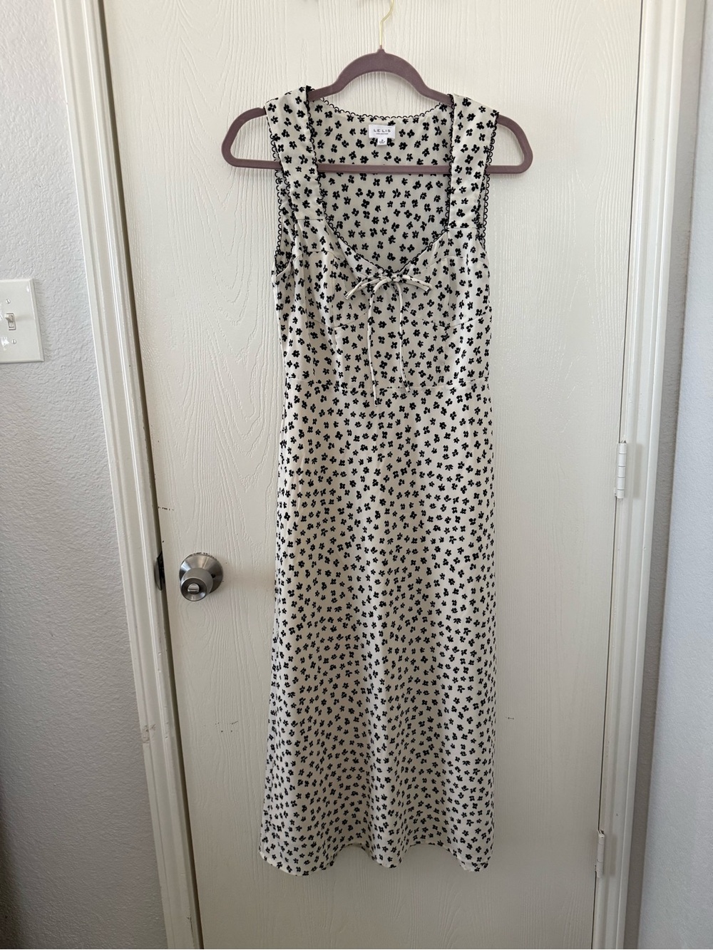 Le Lis Cream Maxi Dress with Black Floral Print